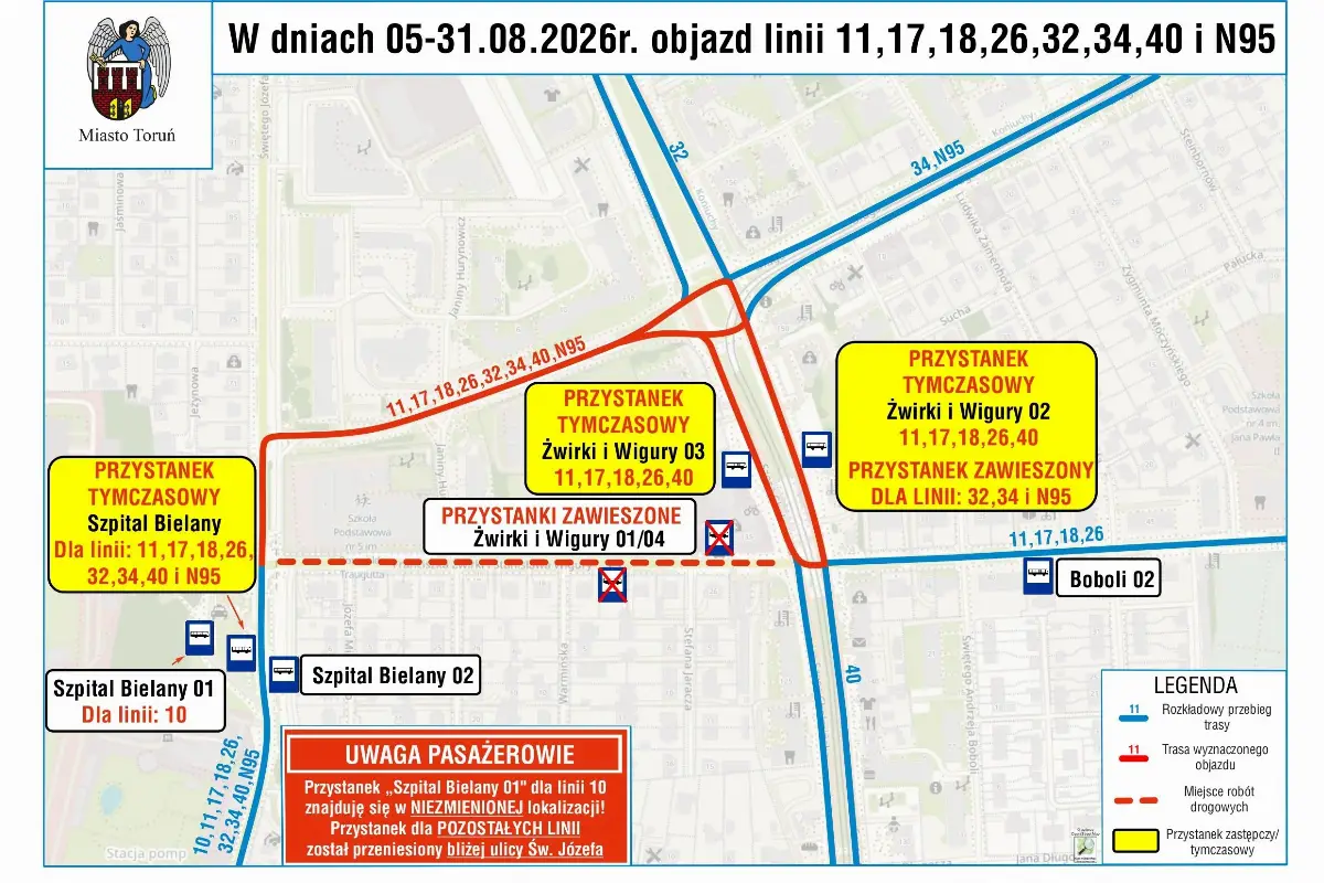 Zmiany w kursowaniu autobusów z powodu remontu ul. Żwirki i Wigury