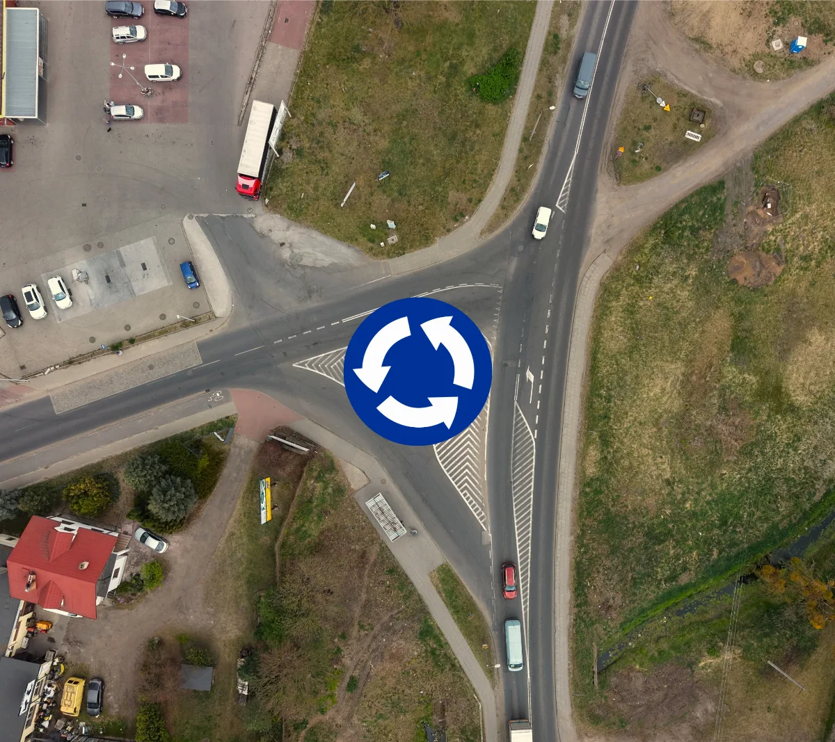 Tymczasowe rondo na skrzyżowaniu ul. Ceramicznej i ul. Olsztyńskiej