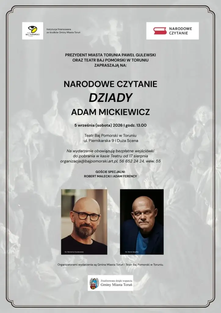 Narodowe Czytanie 2026 z udziałem Adama Ferencego i Roberta Małeckiego