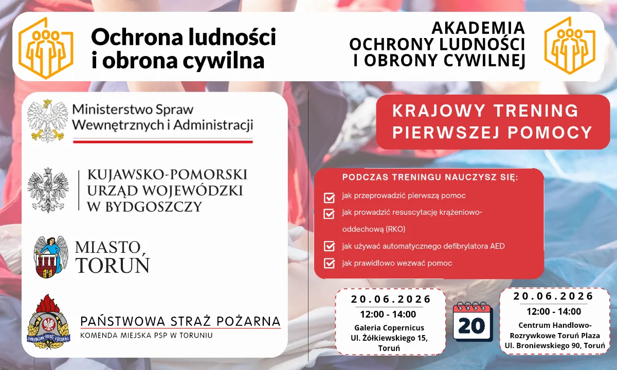 Bezpłatne szkolenia z pierwszej pomocy w Toruniu