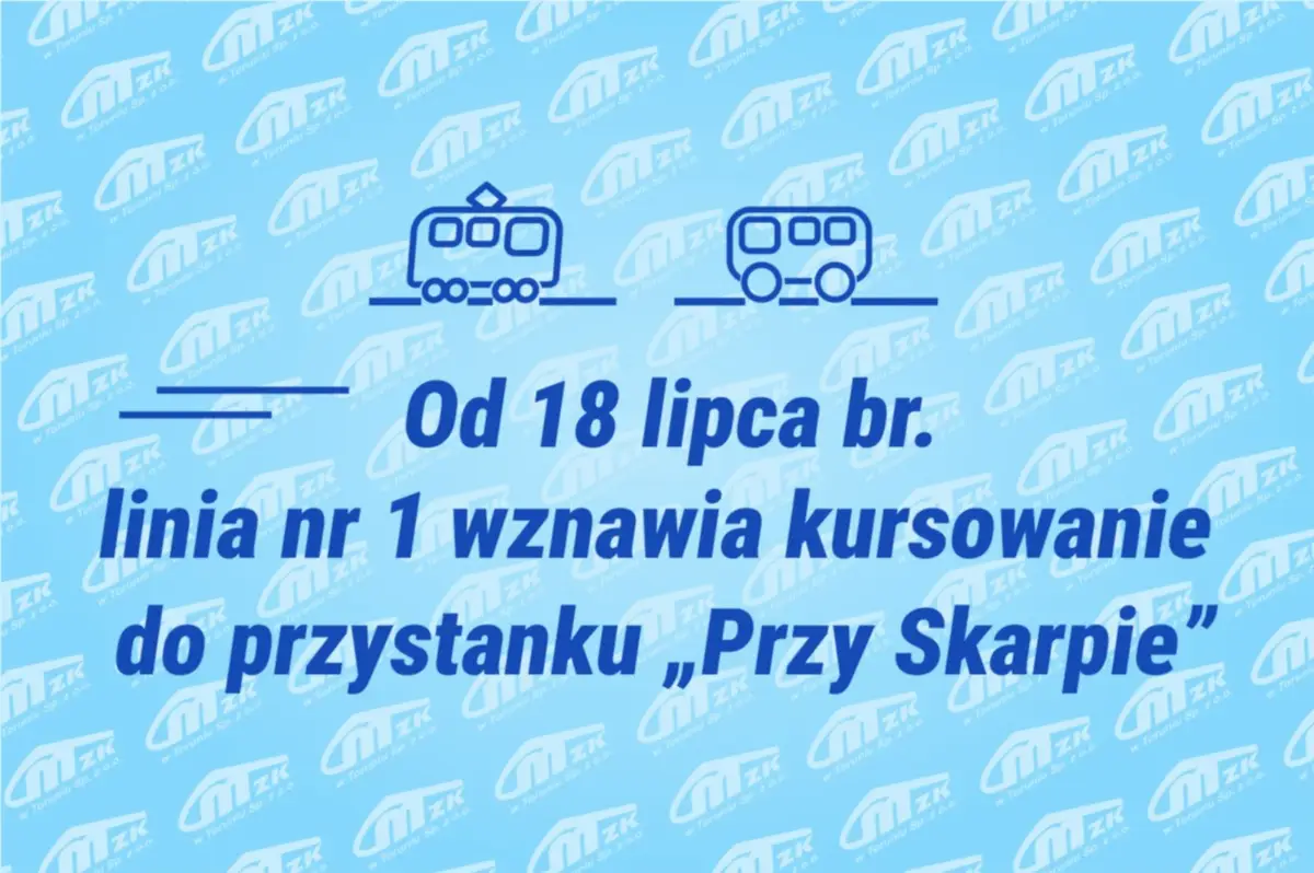 Przywrócenie kursowania linii nr 1 do przystanku „Przy Skarpie” od 18 lipca