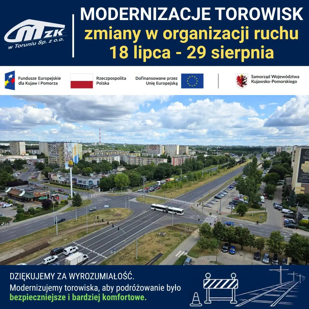 Zmiany w organizacji ruchu na Szosie Lubickiej od 18 lipca 2026 roku