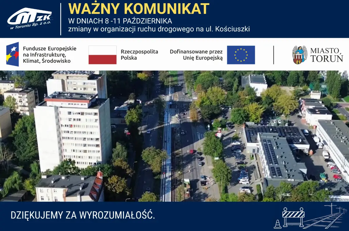 Modernizacja ul. Kościuszki w Toruniu – nowe zasady ruchu i komunikacji