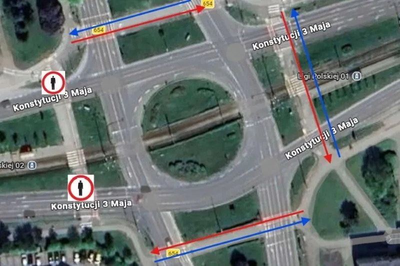 Zamknięcie przejścia dla pieszych przy Rondzie Honorowych Dawców Krwi od 8 czerwca