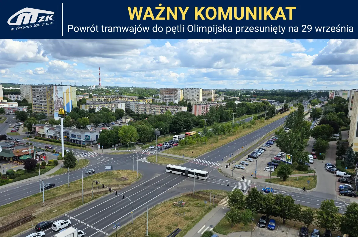 Zmiana terminu wznowienia kursowania tramwajów do pętli Olimpijska