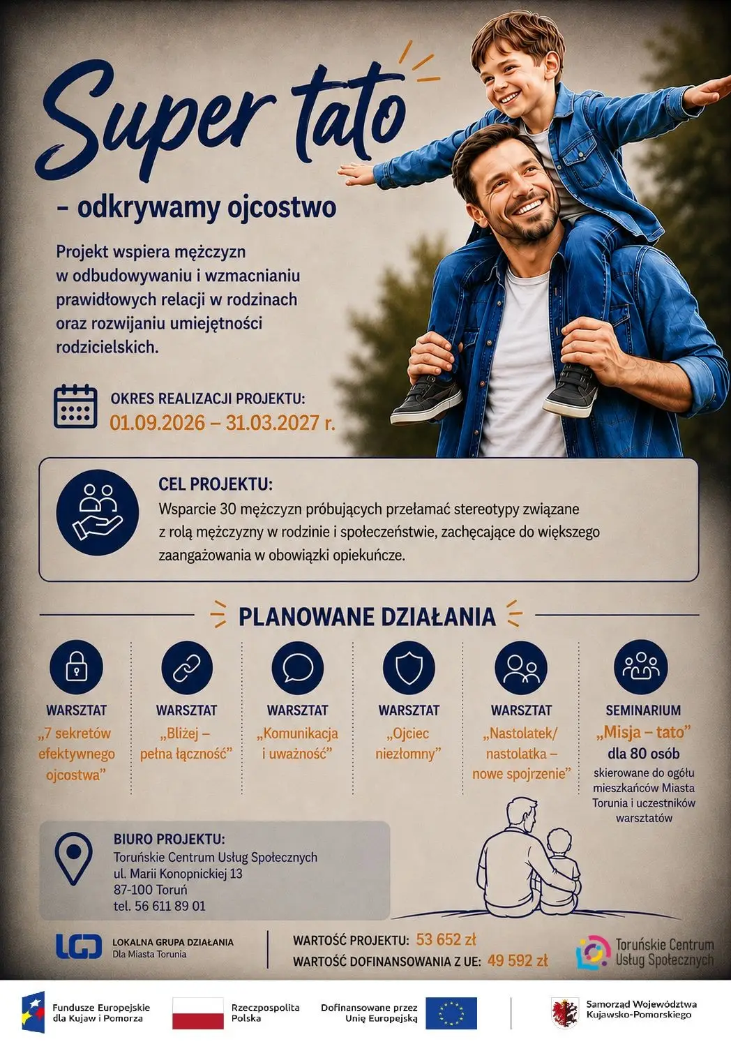 Projekt „Super tato - odkrywamy ojcostwo” w Toruniu dla mężczyzn