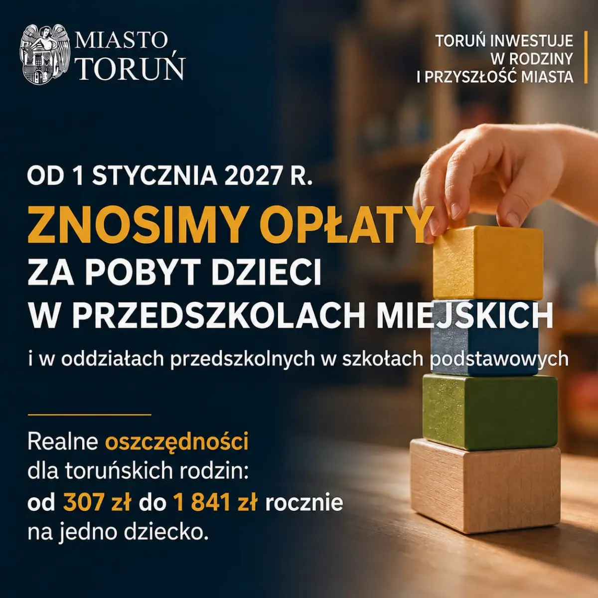 Bezpłatne przedszkola miejskie w Toruniu od 2027 roku