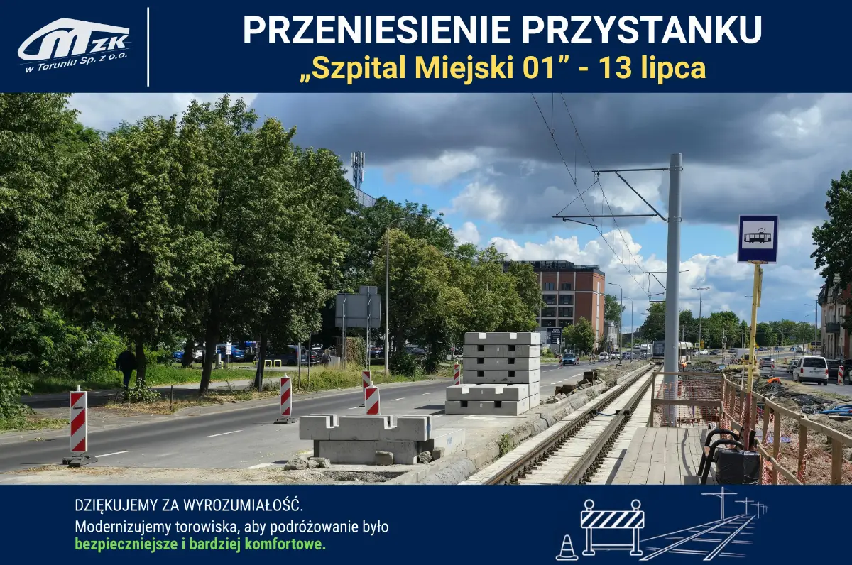 Przeniesienie przystanku „Szpital Miejski 01” od 13 lipca 2026 roku