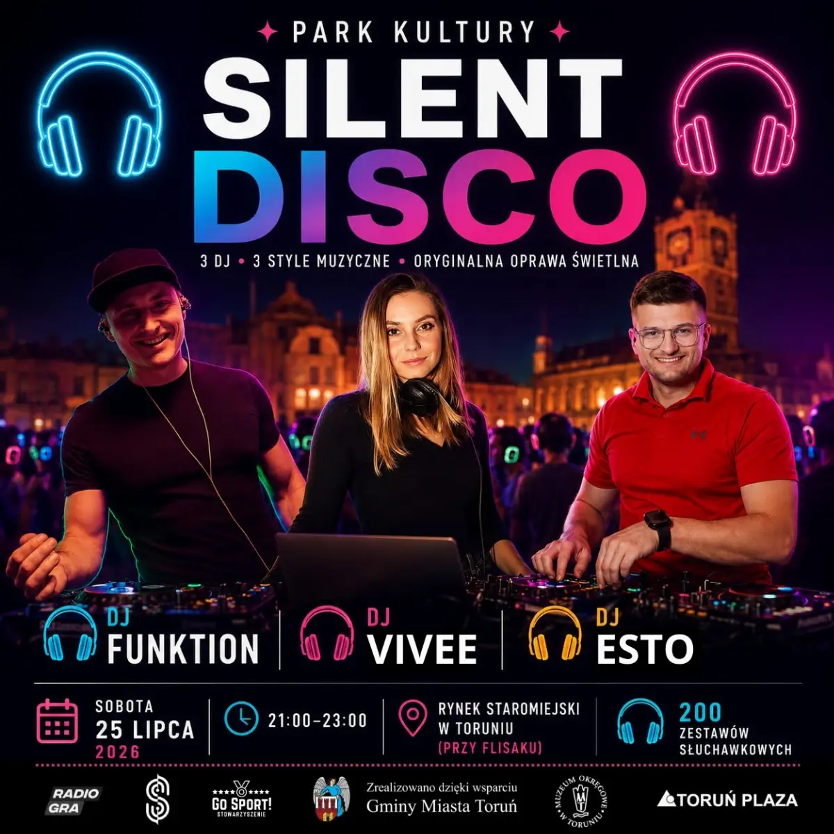 Silent Disco na Rynku Staromiejskim w Toruniu