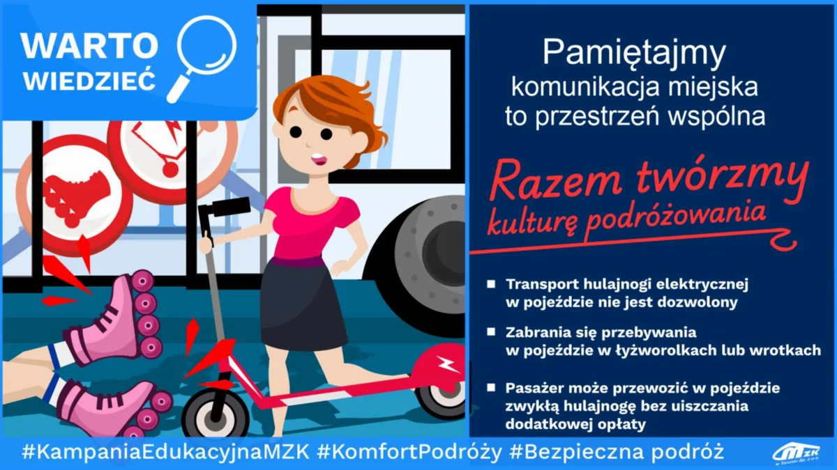 Hulajnogi elektryczne nie mogą być przewożone w komunikacji miejskiej