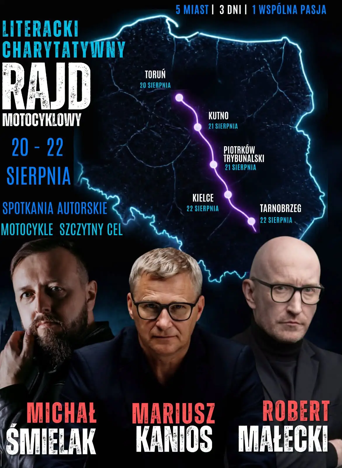 Pisarze wyruszają w charytatywną trasę motocyklową z Torunia